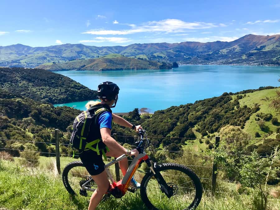 Akaroa: Guided Electric Mountain Bike Tour-Lava Loop - The climb toward the crater rim