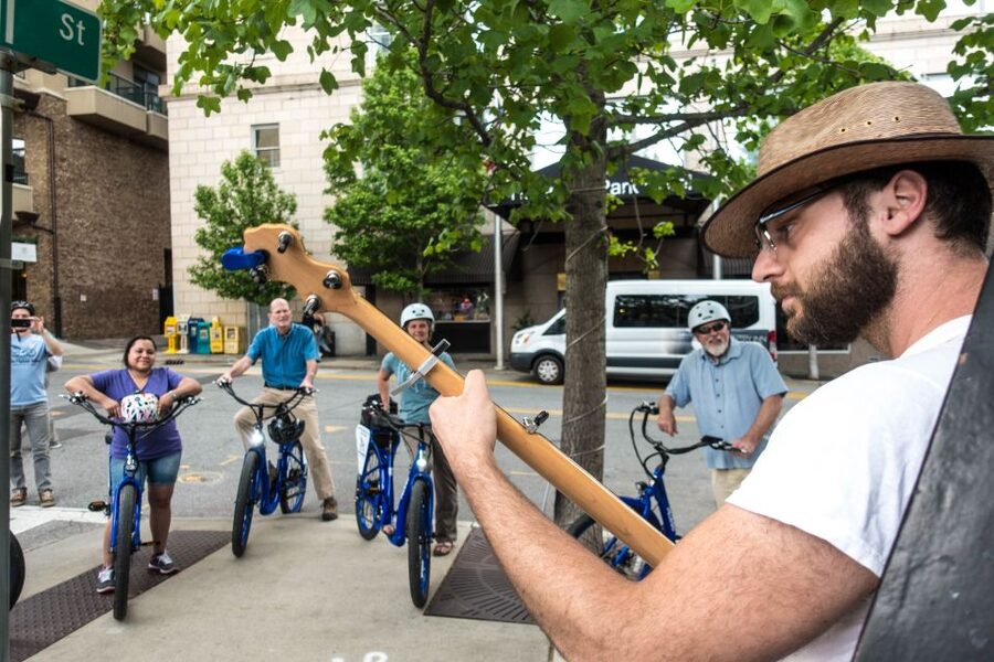 Asheville: Downtown E-Bike Tour - Returning through Pack Square
