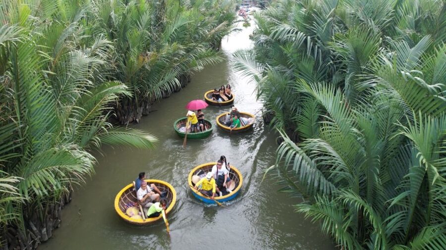 BUFFALO RIDING -BASKET BOAT & BIKE TOUR-HOI AN - A generous Vietnamese meal