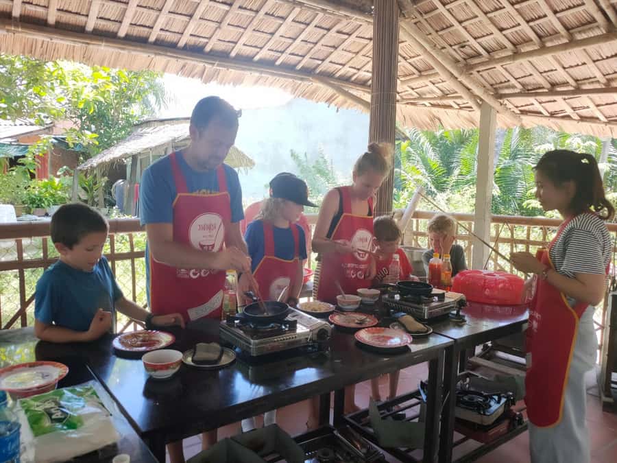Cycling, Water Buffalo Riding, Traditional Farming Life - Cooking Rice Milk and Banh Xeo