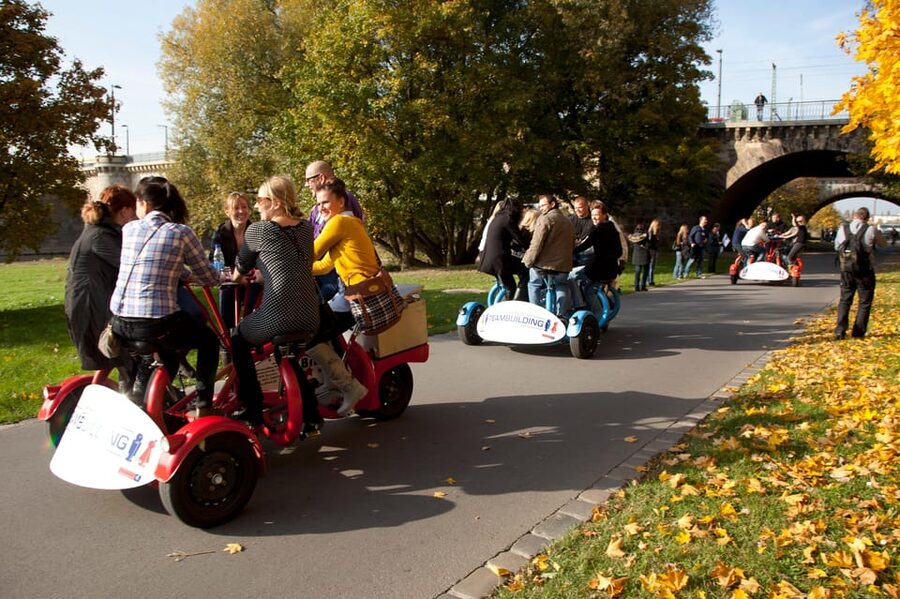 Dresden Bike Tour with Wine Tasting - Dresden’s historic center from a shared bike