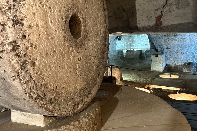 Lecce to Galatina E-Bike: Olive Mill & Wine Tasting + Taxi back - Inside Sternatia’s underground olive mill