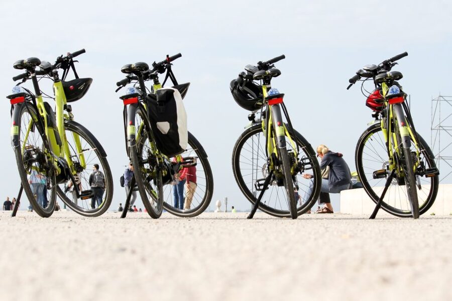 Lisbon: Portuguese Petiscos Tasting Tour by E-Bike - Starting near Martim Moniz and getting comfortable on the bike