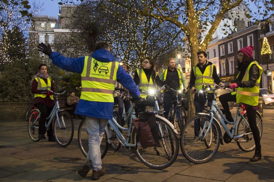 London Christmas Lights Bike Tour - Covent Garden and Trafalgar Square after dark