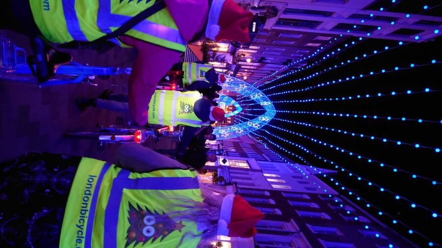 London Christmas Lights Bike Tour - Watching the lights come on across Southbank