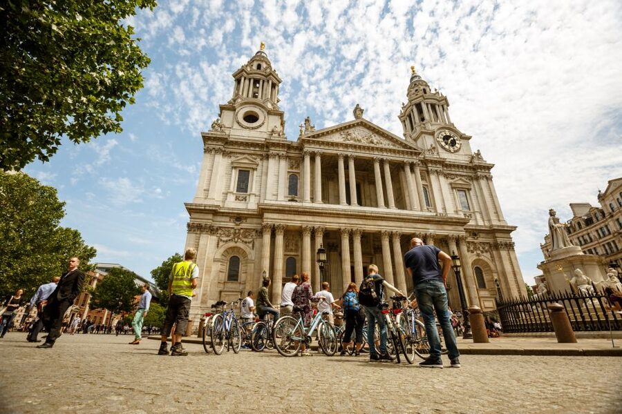 London: Classic Gold 3.5-Hour Bike Tour - Crossing Westminster Bridge to finish