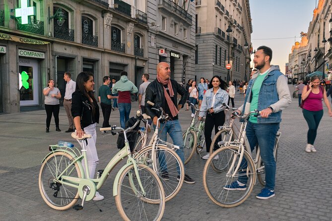 Madrid at Night: Vintage Bike Tour of City Highlights - Gran Via: lights, scale, and city energy