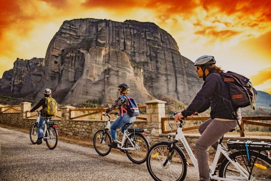Meteora Sunset Tour on E-bikes - Riding toward the monasteries and rock pillars