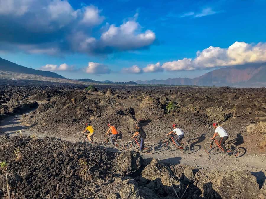 Mount Batur: Black Lava Cycling Tour w/ Natural Hot Spring - The hot spring is the reward for the rough track