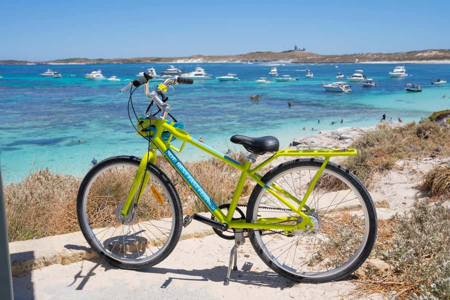 Perth: Rottnest Island Ferry, Bike, Coffee & Lobster Roll - Getting your bike on Rottnest Island
