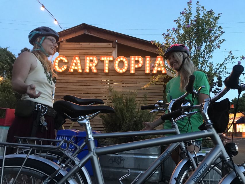 Portland: Food Carts of the Eastside Bike Tour - A coffee stop with an unusual vehicle