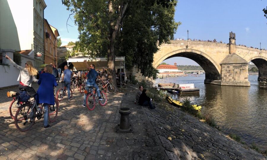 Prague: Classic City Bike Tour - The Dancing House and the riverfront
