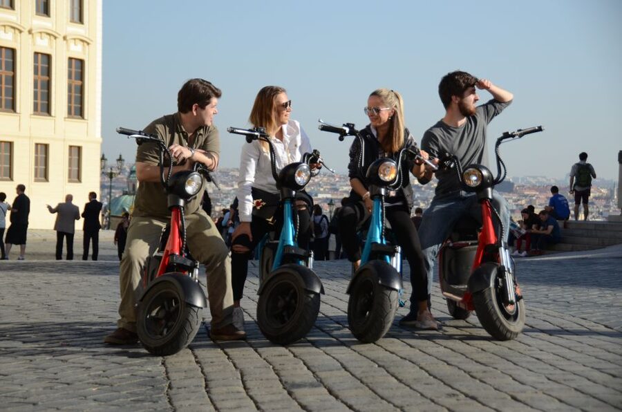 Prague: E-Bike/E-Scooter Viewpoint Tour - E-bike, e-scooter, and family considerations