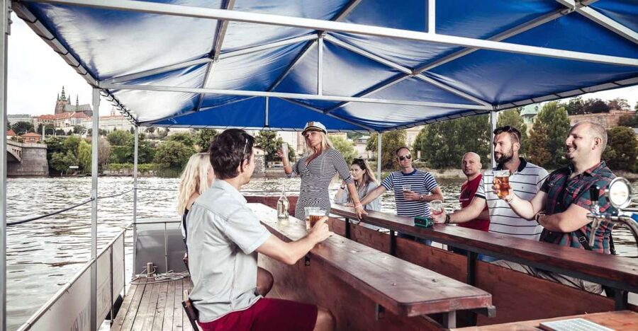 Prague: Private Cycle Boat River Tour with Beer or Prosecco - What the 90-minute ride feels like