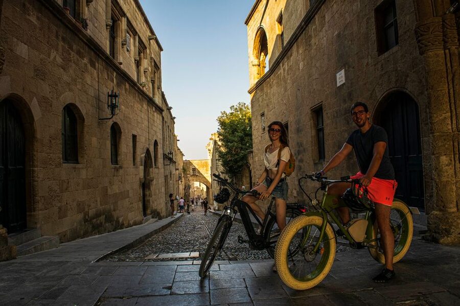 Rhodes: E-bike Highlights Sunset or Morning Photo Tour - Medieval walls, gates, moat, and windmills