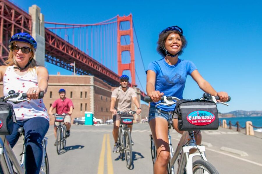 San Francisco: Exclusive Bike, Beer, and Boat Tour - The Presidio and the approach to the bridge