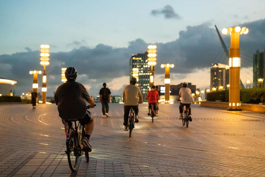 Tokyo Bay Area: Sunset Night View 3h E-bike Guided Bike Tour - Starting near the fish market district